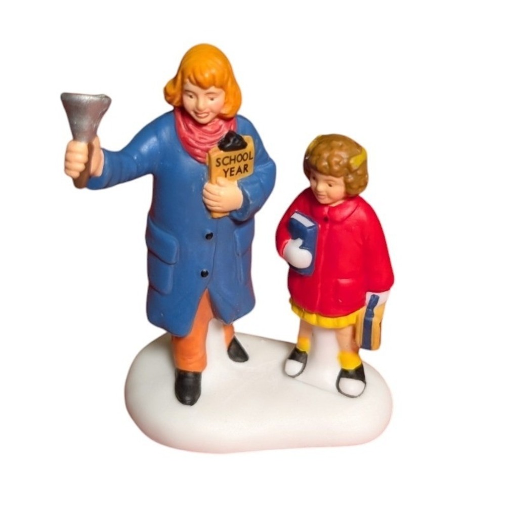 Dept 56 Holiday Charms Teacher and Student School Bell Village Figurine 55344